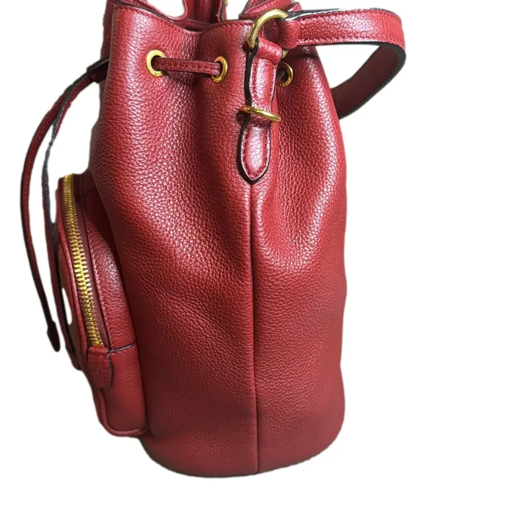 Prada Vitello Daino Rubino  Leather Bucket  Bag Shoulder Bag